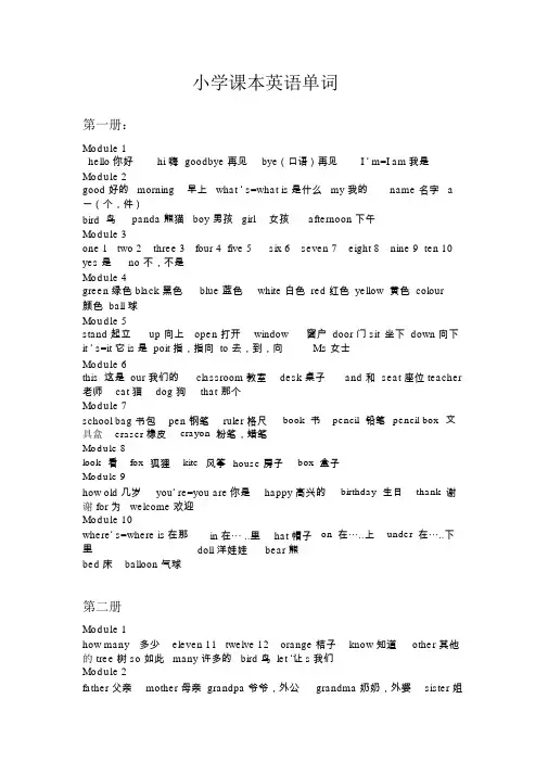 小学课本英语单词1-10