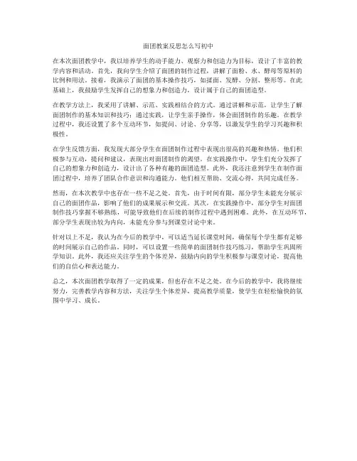 面团教案反思怎么写初中