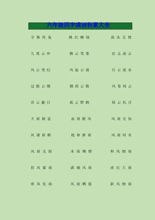 六年级四字成语积累大全