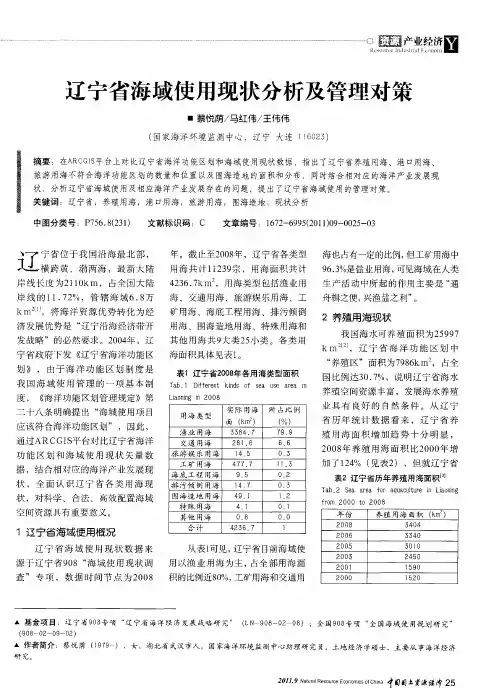 辽宁省海域使用现状分析及管理对策