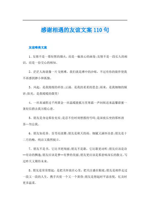 感谢相遇的友谊文案110句