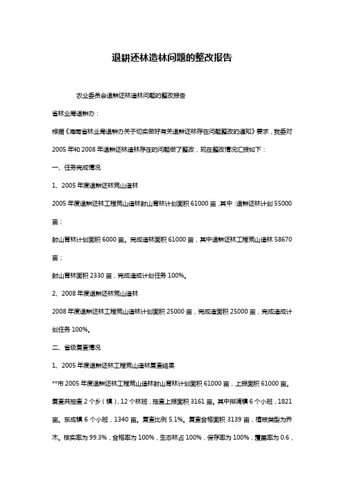 退耕还林造林问题的整改报告