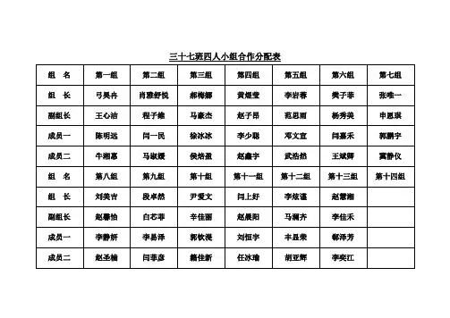 小组合作分组表 Microsoft Word 文档
