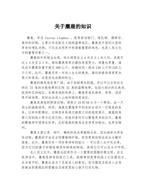 关于麋鹿的知识