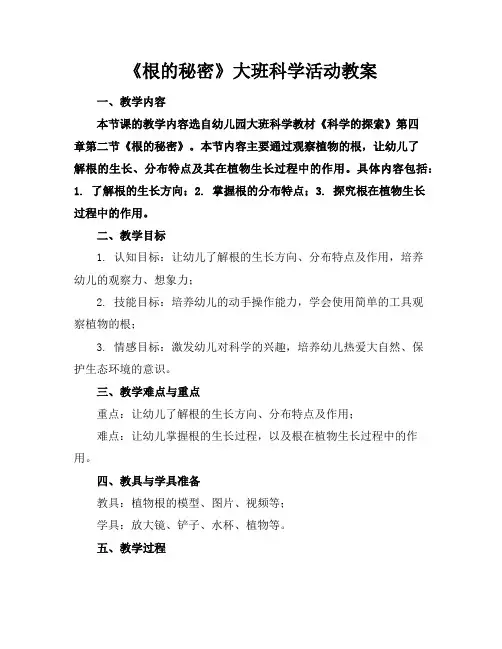 《根的秘密》大班科学活动教案