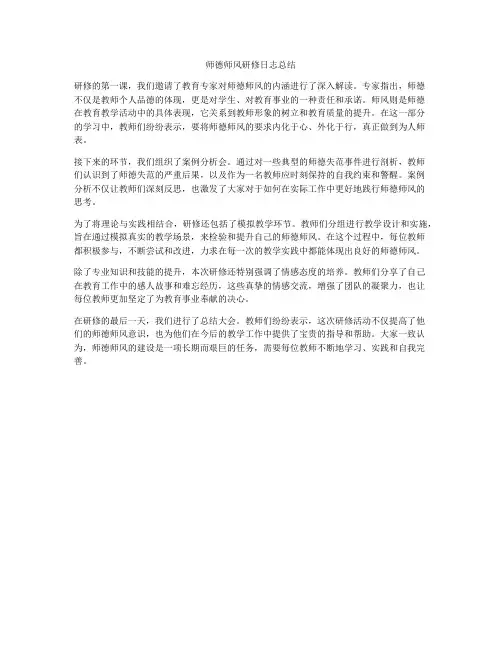 师德师风研修日志总结