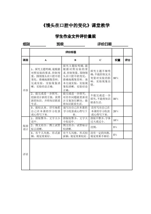 学生作业评价量规