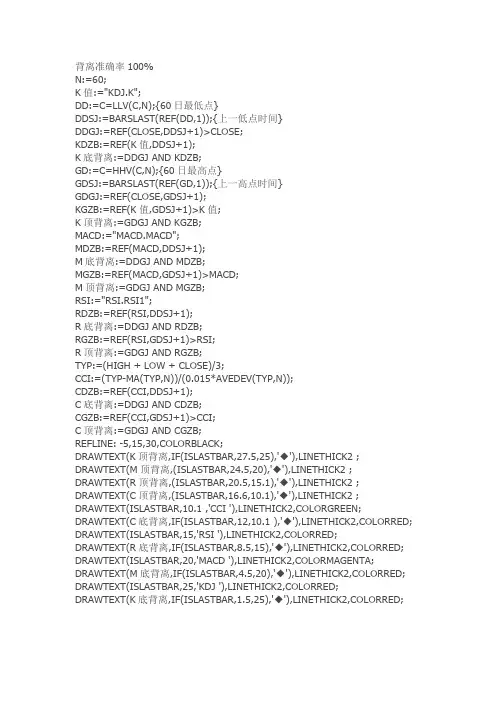 通达信指标公式源码背离准确率100%