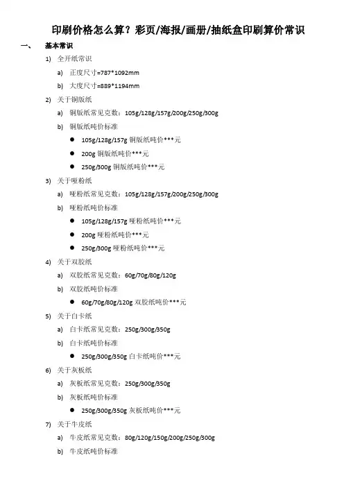 印刷价格怎么算彩页╱海报╱画册╱抽纸盒印刷算价常识