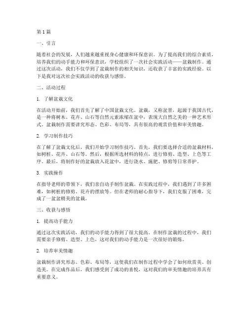 社会实践活动盆栽的收获(3篇)
