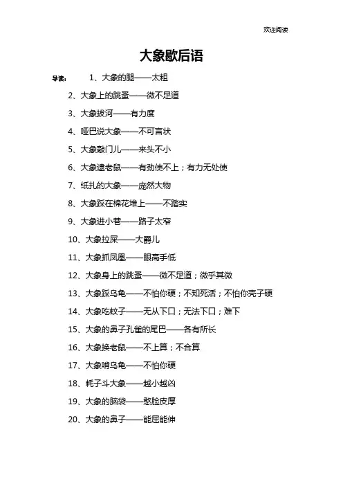 大象歇后语