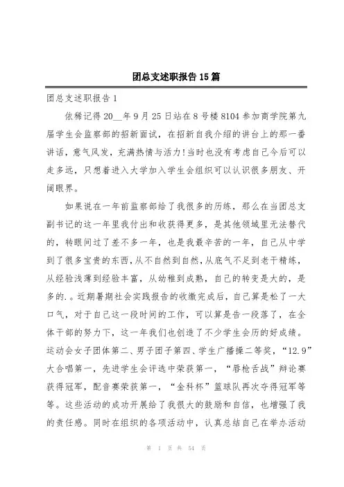 团总支述职报告15篇