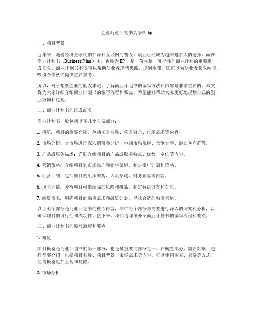 创业商业计划书为啥叫bp