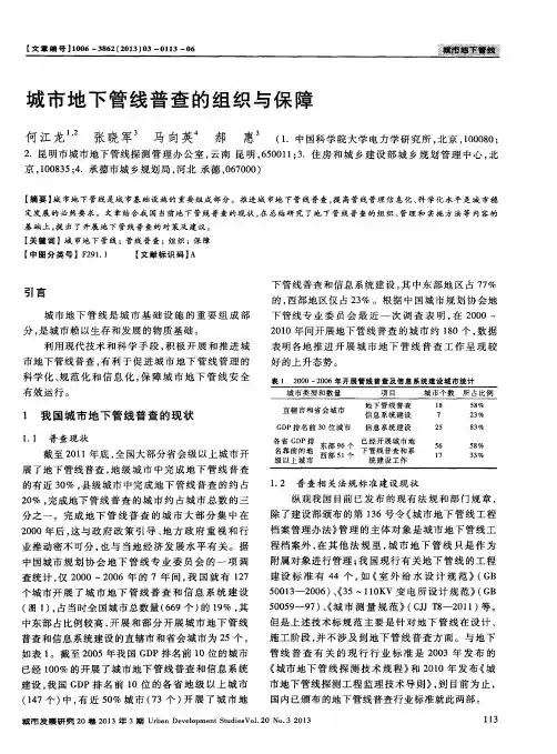 城市地下管线普查的组织与保障