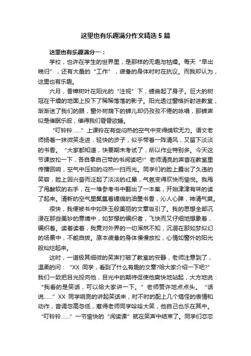 这里也有乐趣满分作文精选5篇