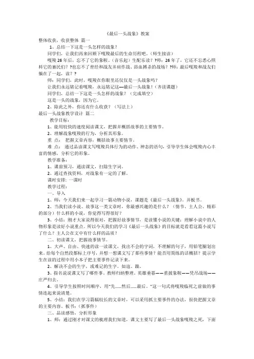 《最后一头战象》教案