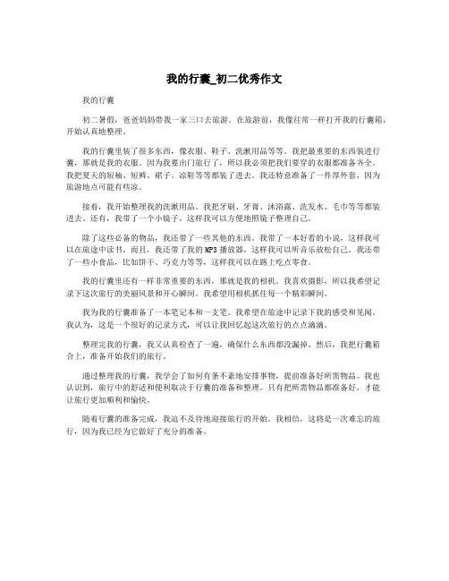 我的行囊_初二优秀作文