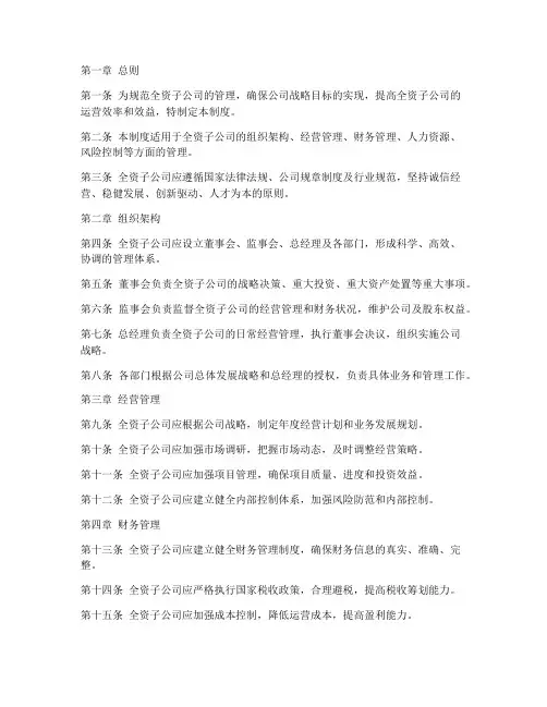 全资子公司旳管理制度