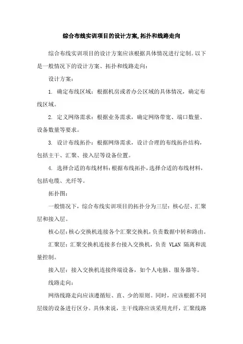 综合布线实训项目的设计方案,拓扑和线路走向