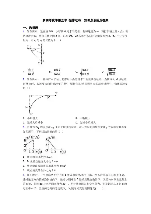 新高考化学第五章 抛体运动  知识点总结及答案
