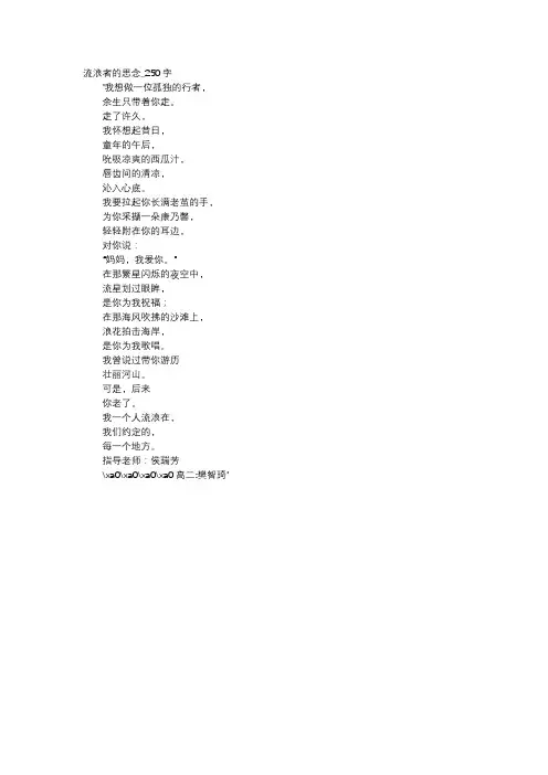 高中作文-流浪者的思念_250字