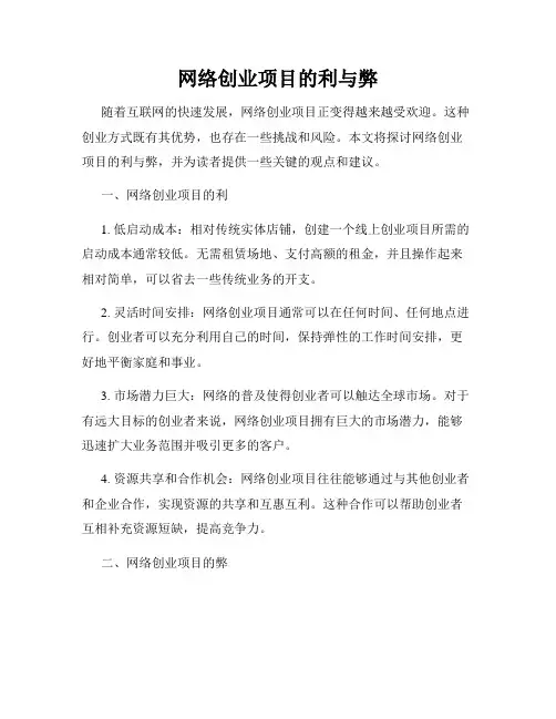 网络创业项目的利与弊