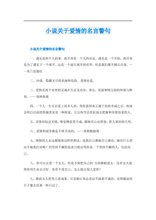 小说关于爱情的名言警句
