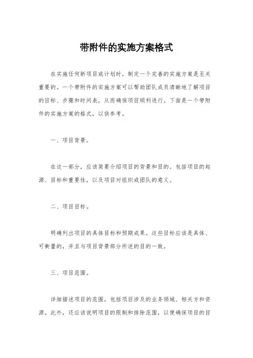带附件的实施方案格式