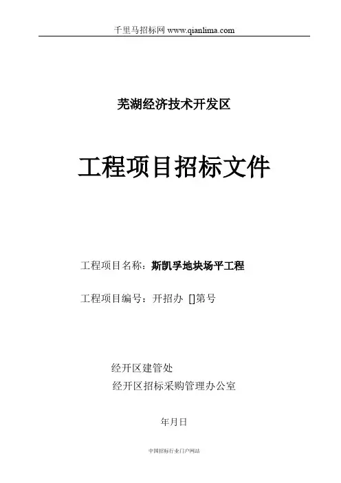 地块场平工程招投标书范本