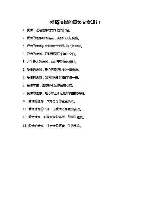 爱情遗憾的高级文案短句