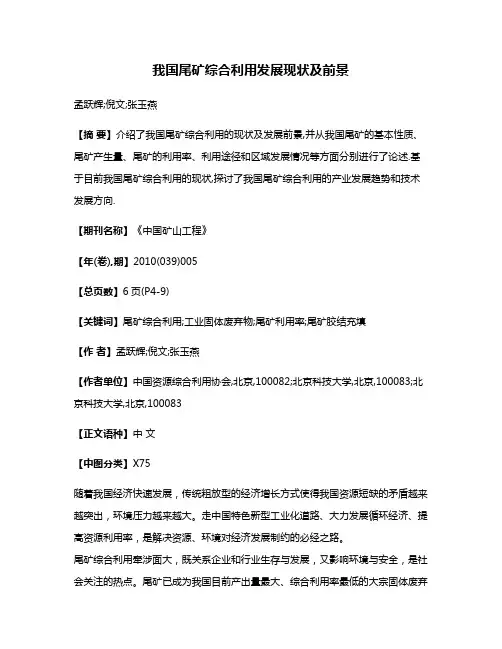 我国尾矿综合利用发展现状及前景