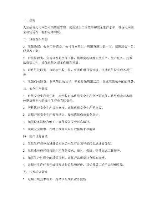 电力电网公司班组管理制度