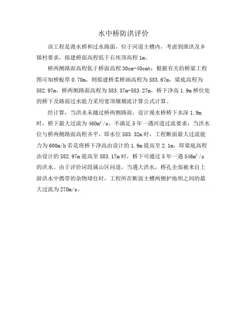 水中桥防洪评价