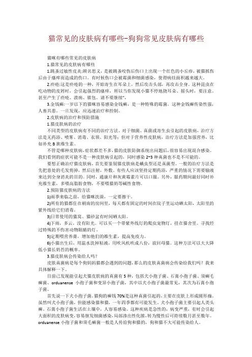 猫常见的皮肤病有哪些-狗狗常见皮肤病有哪些