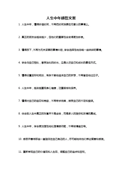 人生中年感悟文案