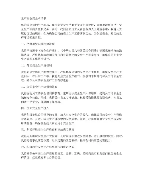生产副总安全承诺书