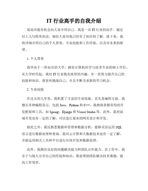 IT行业高手的自我介绍