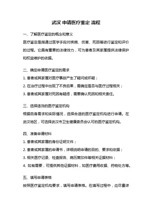 武汉 申请医疗鉴定 流程