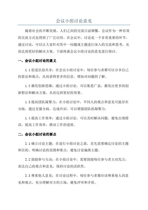 会议小组讨论意见