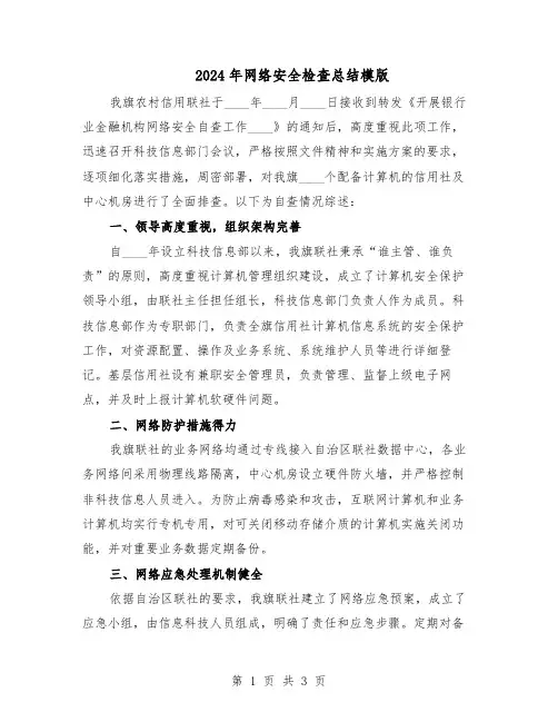 2024年网络安全检查总结模版（二篇）