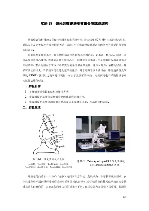 实验18 -偏光显微镜观察结晶聚合物形态