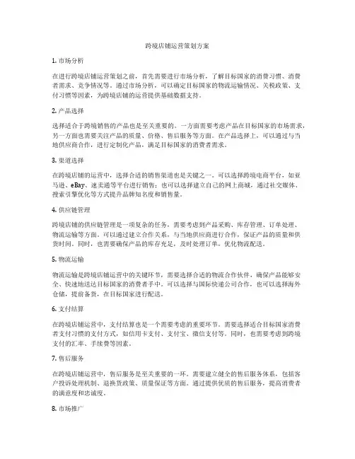 跨境店铺运营策划方案