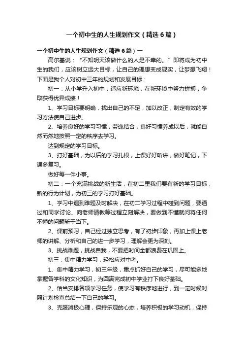 一个初中生的人生规划作文（精选6篇）