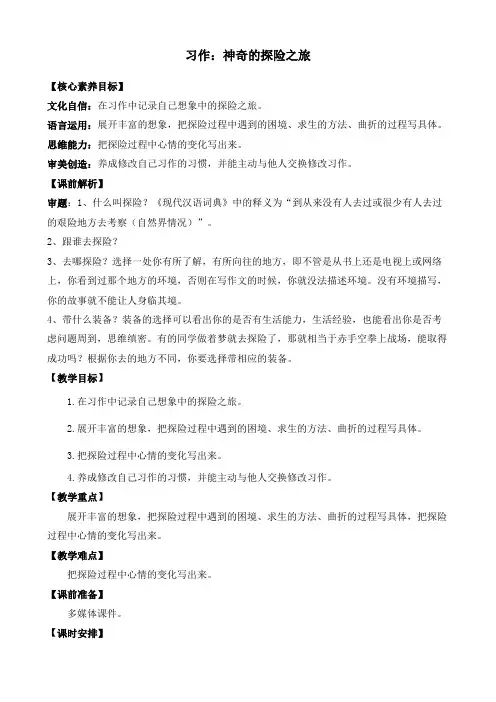 习作：神奇的探险之旅【教案】