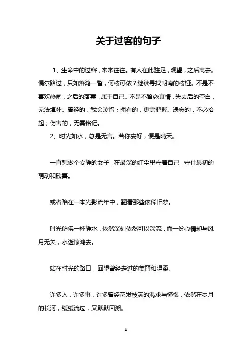 关于过客的句子