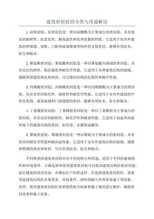 建筑密封胶的分类与用途解读
