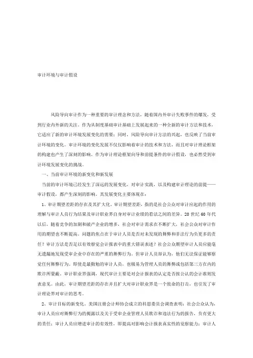 论文范文—审计环境与审计假设