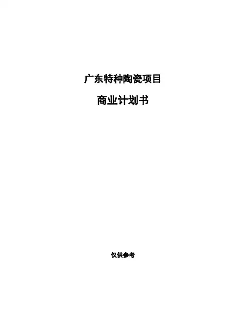 广东特种陶瓷项目商业计划书
