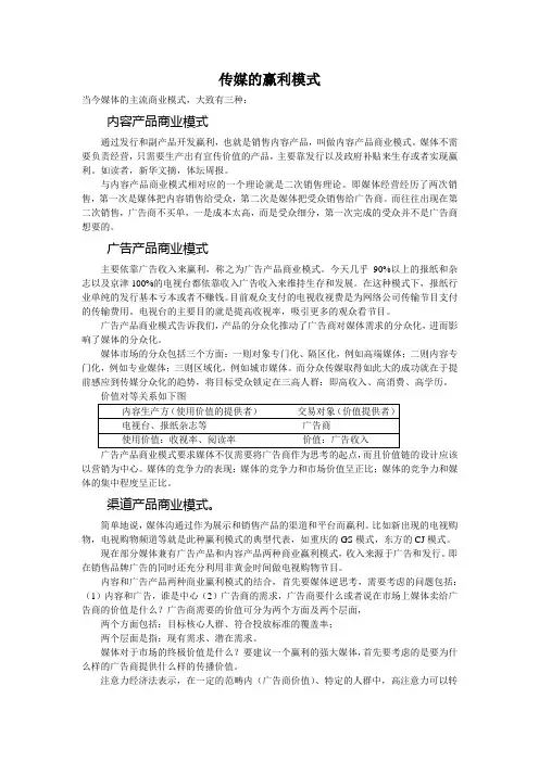 传媒赢利模式