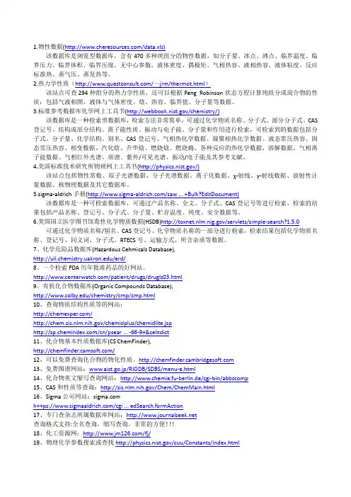 化合物物性查询网站